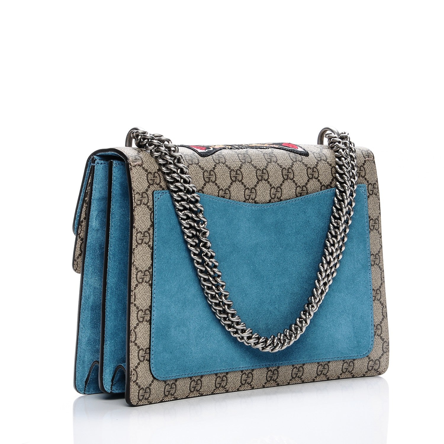 Gucci GG Supreme Monogram Angry Cat Embroidered Medium Dionysus Shoulder Bag Beige Ultramarine 3 of 7