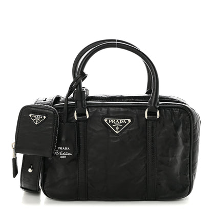 Prada Nappa Antique Medium Re-Edition 2001 Two Handle Bag Black 1 of 10
