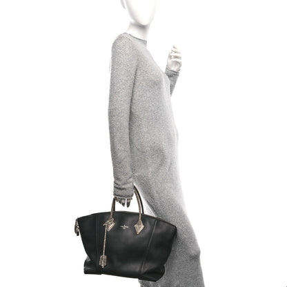 Louis Vuitton Veau Cachemire Snakeskin Soft Lockit MM Black 2 of 9
