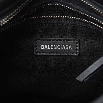 Balenciaga Canvas Satin Calfskin Diagonal Allover Logo Print Classic Silver Hardware Mini City Natural Black 5 of 9