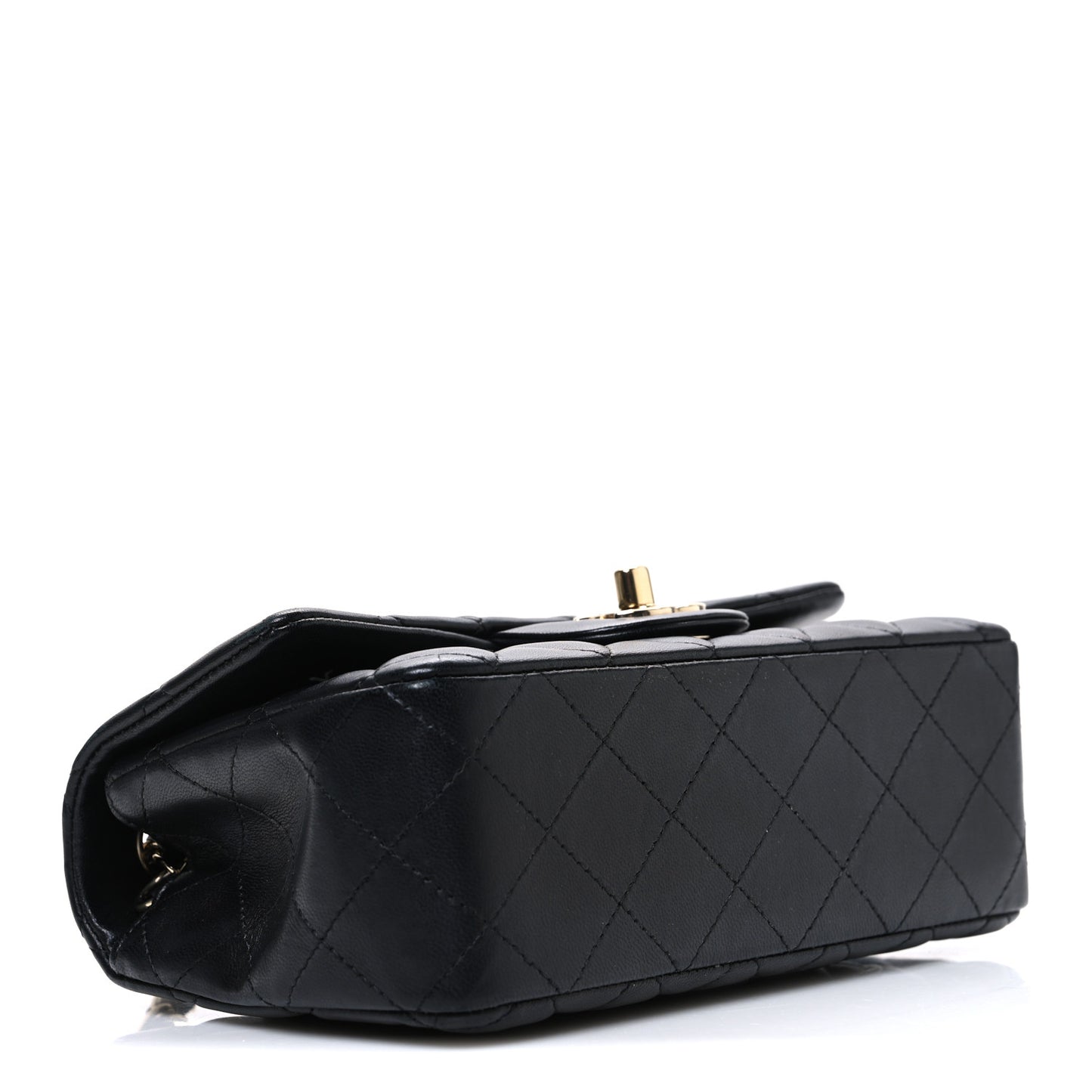 Lambskin Quilted Mini Rectangular Flap Black