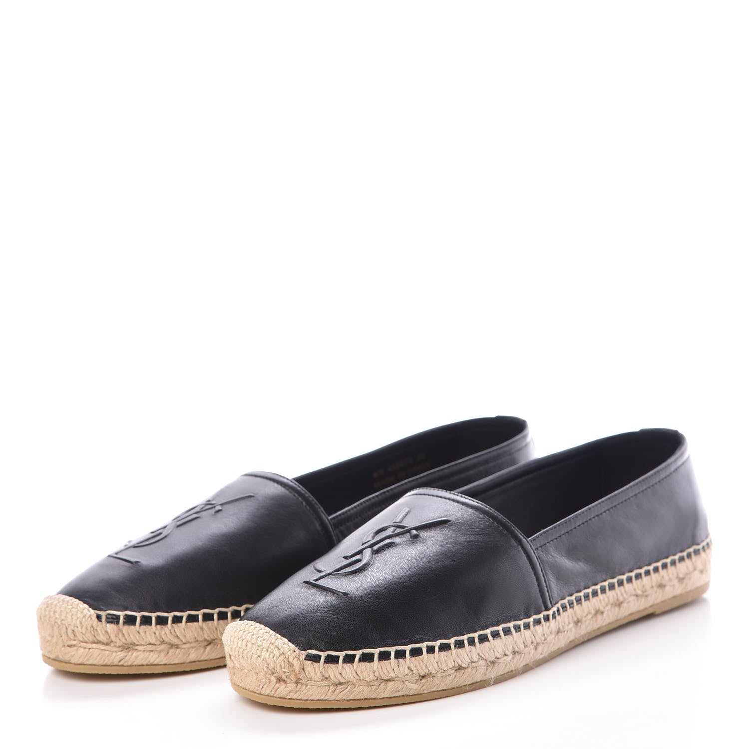 Saint Laurent Calfskin Monogram Espadrilles 39 Black 3 of 8