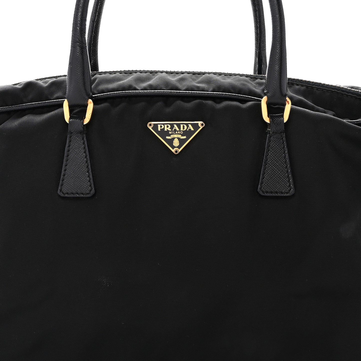 Nylon Saffiano Small Top Handle Bag Black