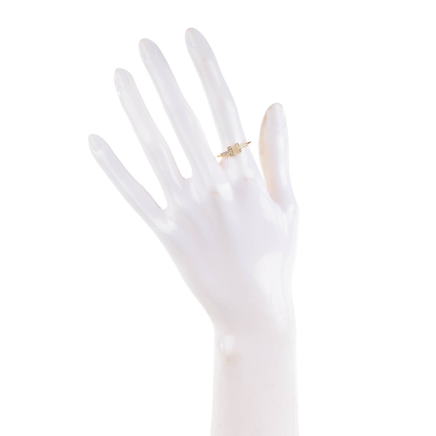 18K Yellow Gold Diamond T Wire Ring 54 7