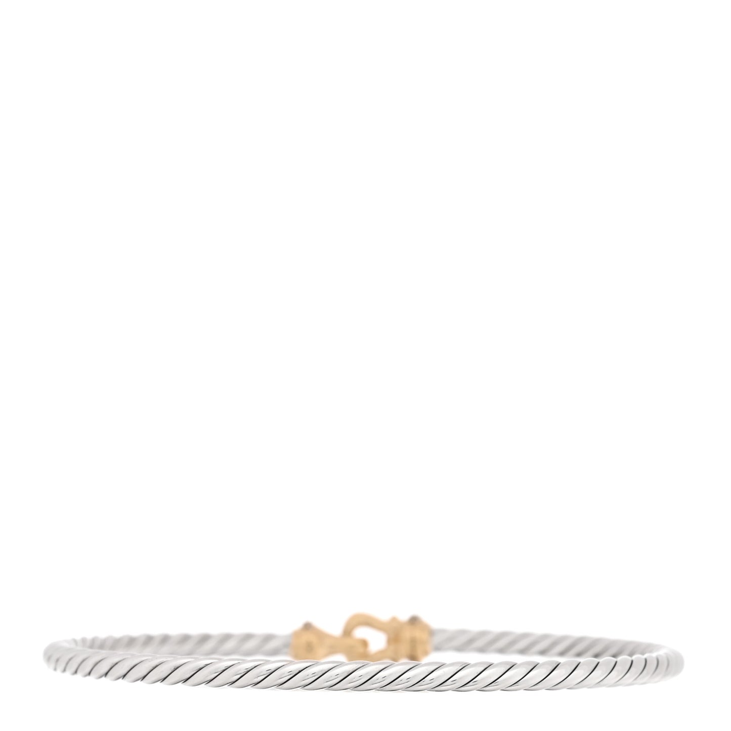 Sterling Silver 18K Yellow Gold Diamond 3mm Cable Buckle Bracelet