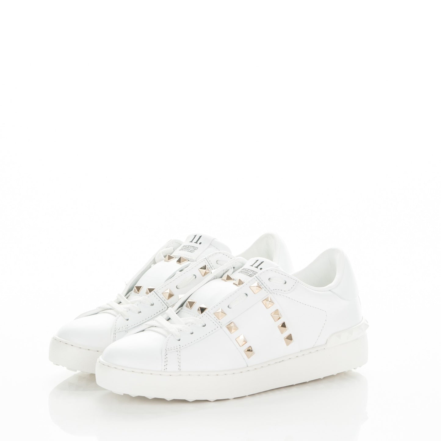 Calfskin Rockstud Untitled Open Sneakers 36 White