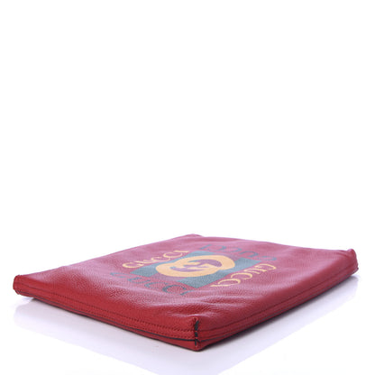 Gucci Pebbled Calfskin Medium Logo Portfolio Clutch Hibiscus Red 4 of 8