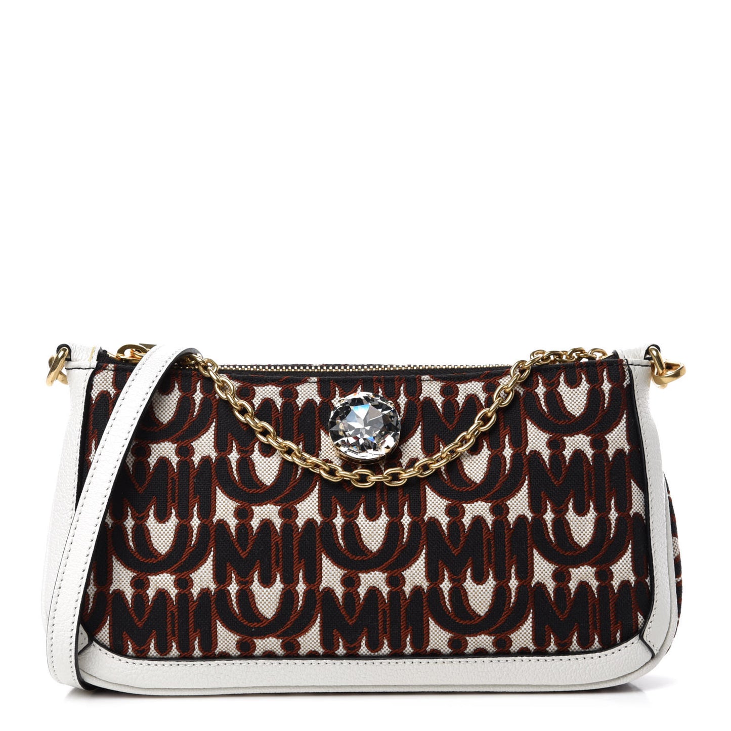 Jacquard Madras Logo Crossbody White