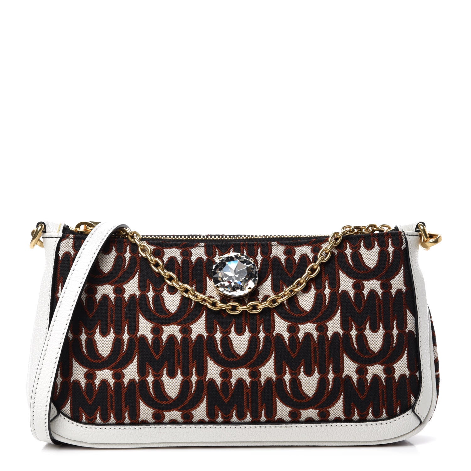 Miu Miu Jacquard Madras Logo Crossbody White 1 of 10