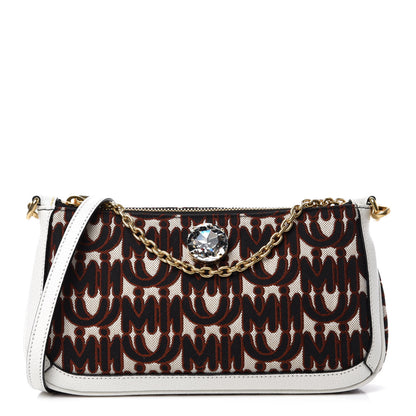 Miu Miu Jacquard Madras Logo Crossbody White 1 of 10