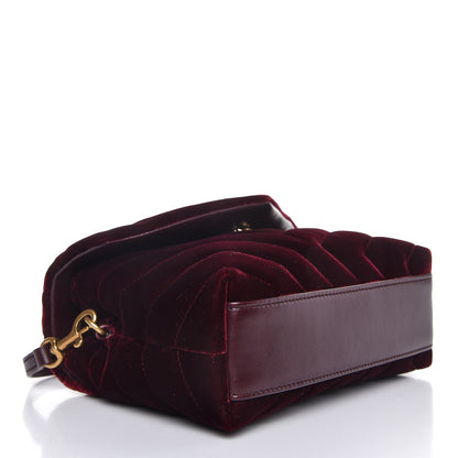 Saint Laurent Velvet Y Quilted Monogram Toy Loulou Crossbody Bag French Burgundy 4 of 10