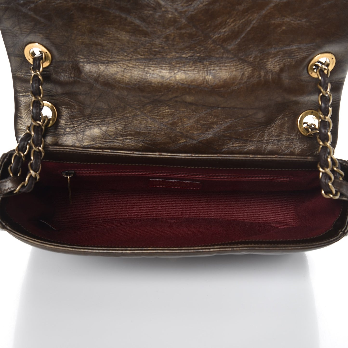Aged Calfskin Quilted Small Pondichery Flap Dark Brown