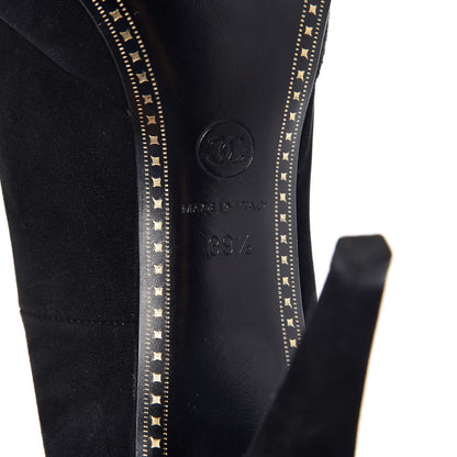 Chanel Suede Patent Cap Toe Pumps 39.5 Black 7 of 10