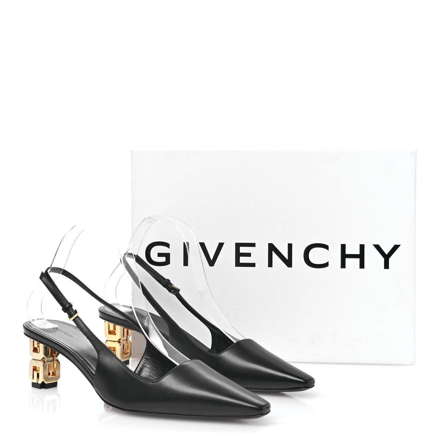 Givenchy Calfskin G Cube 50mm Slingback Pumps 38 Black 8 of 8