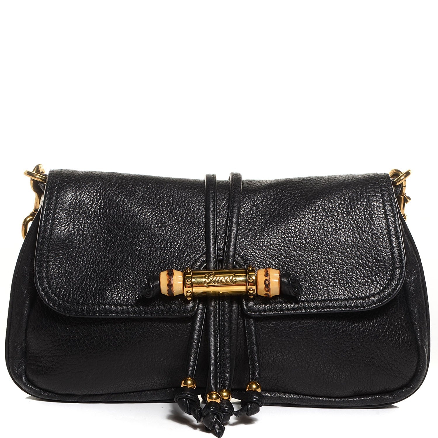 Gucci Leather Bamboo Croisette Evening Bag Black 1 of 7