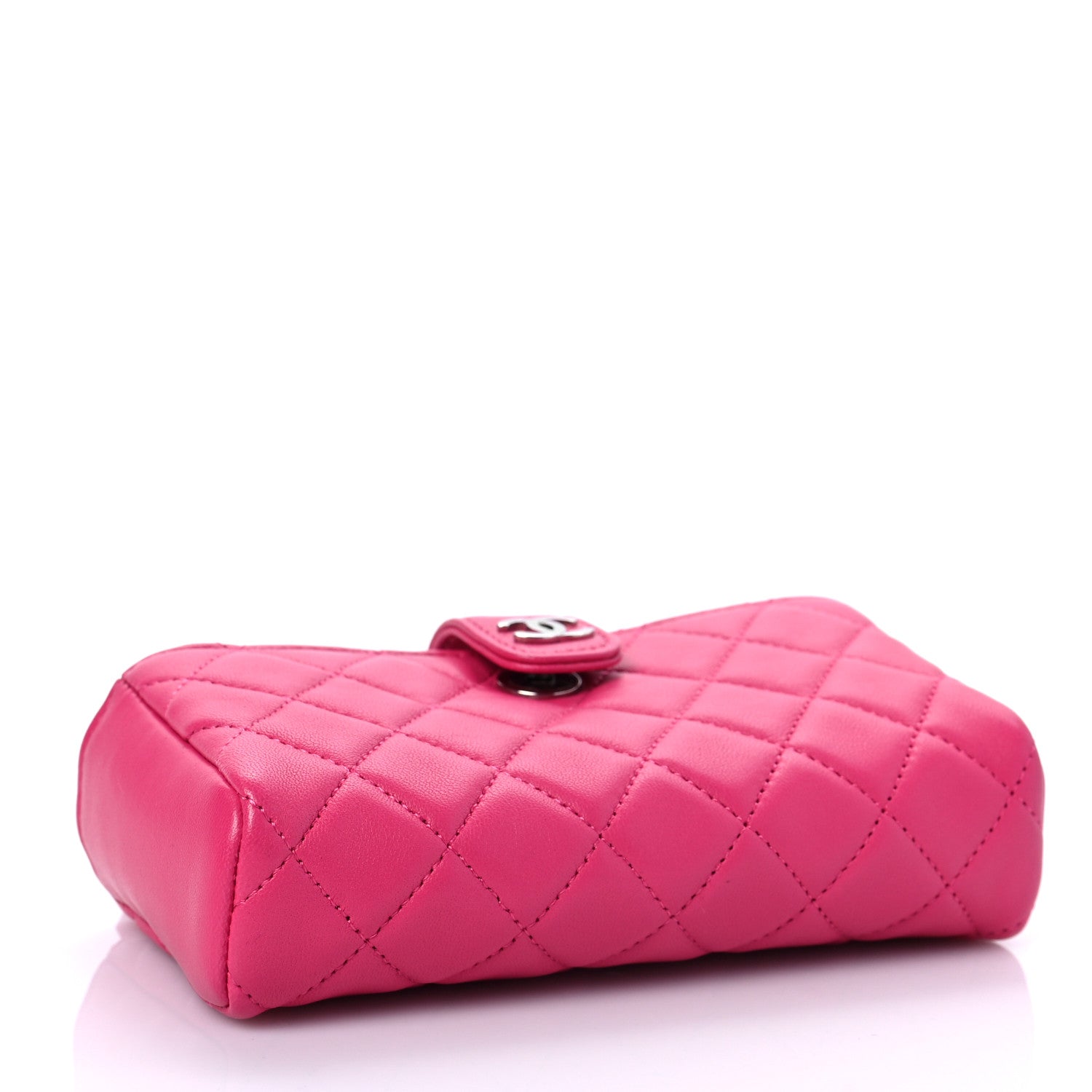 Chanel Lambskin Quilted Mini Phone Holder Clutch Fuchsia 8 of 9