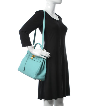 Hermes Togo Kelly Retourne 32 Bleu Atoll 2 of 33
