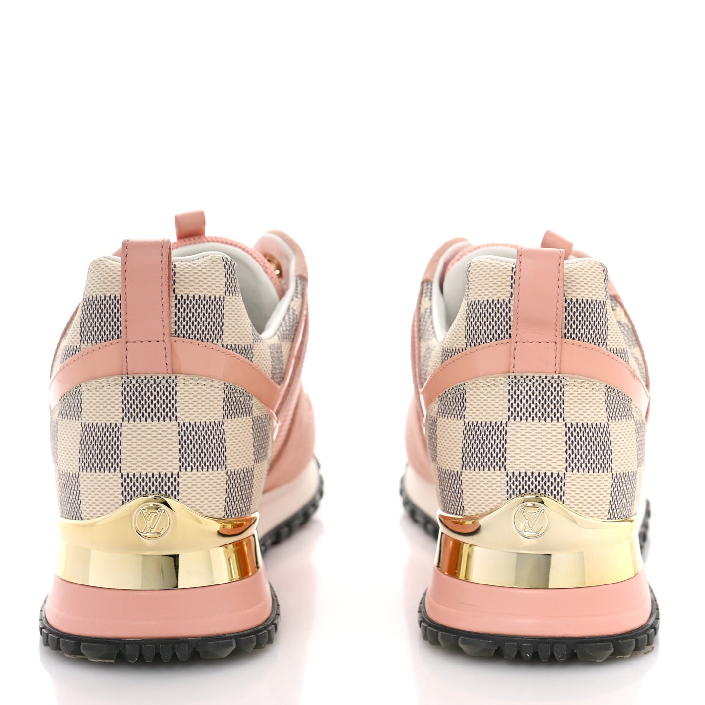 Suede Damier Azur Run Away Sneakers 37.5 Pink