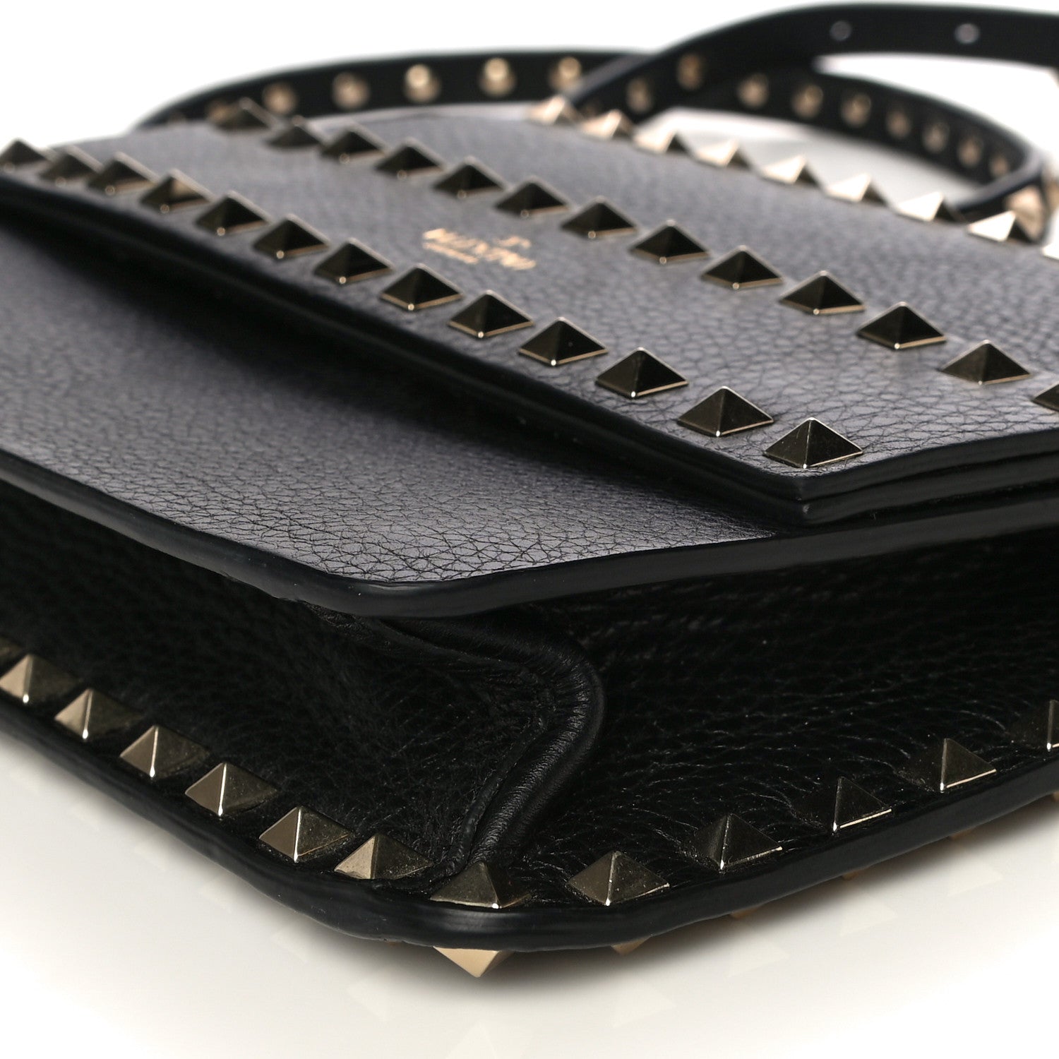 Valentino Garavani Pebbled Calfskin Rockstud Side Slip Crossbody Black 8 of 15