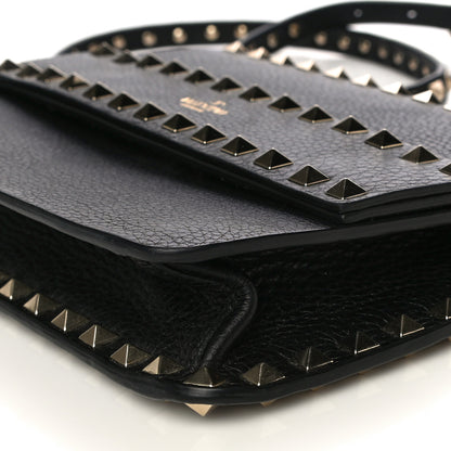 Valentino Garavani Pebbled Calfskin Rockstud Side Slip Crossbody Black 8 of 15