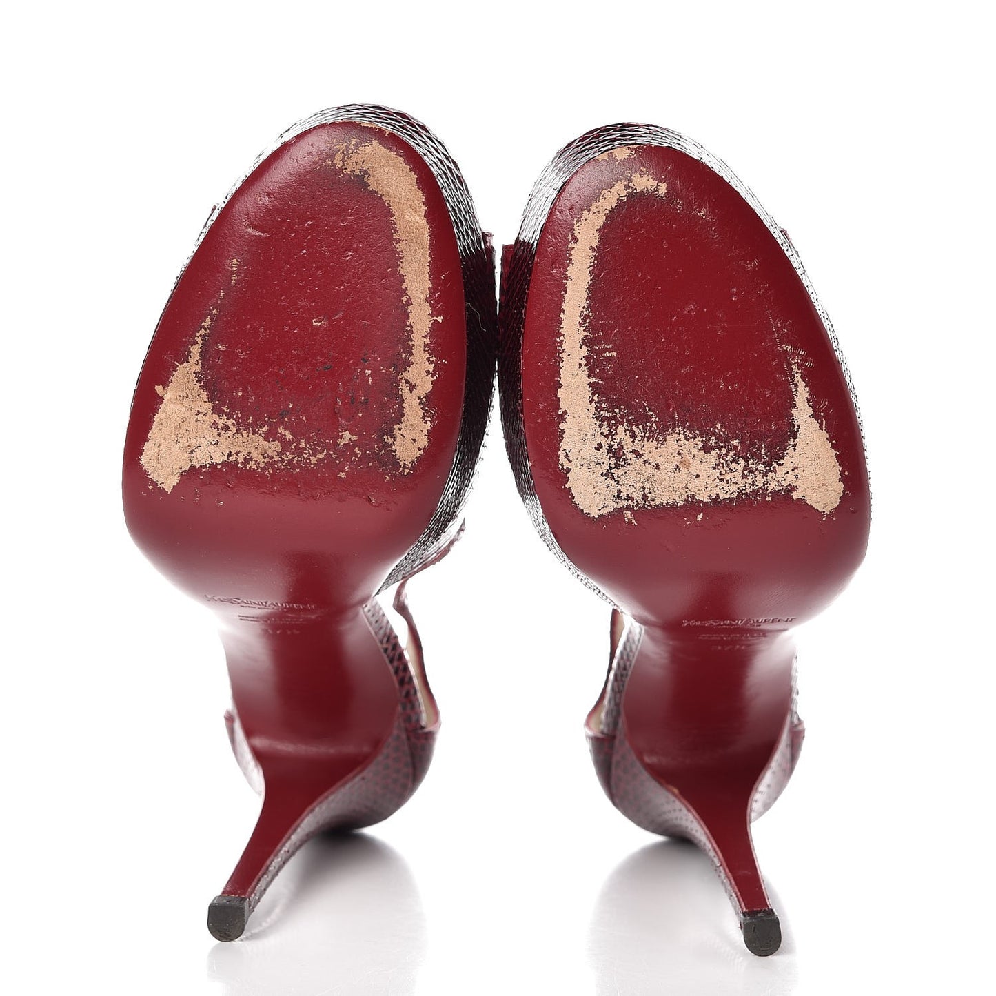 Python Calfskin Embossed Sandals 37.5 Burgundy