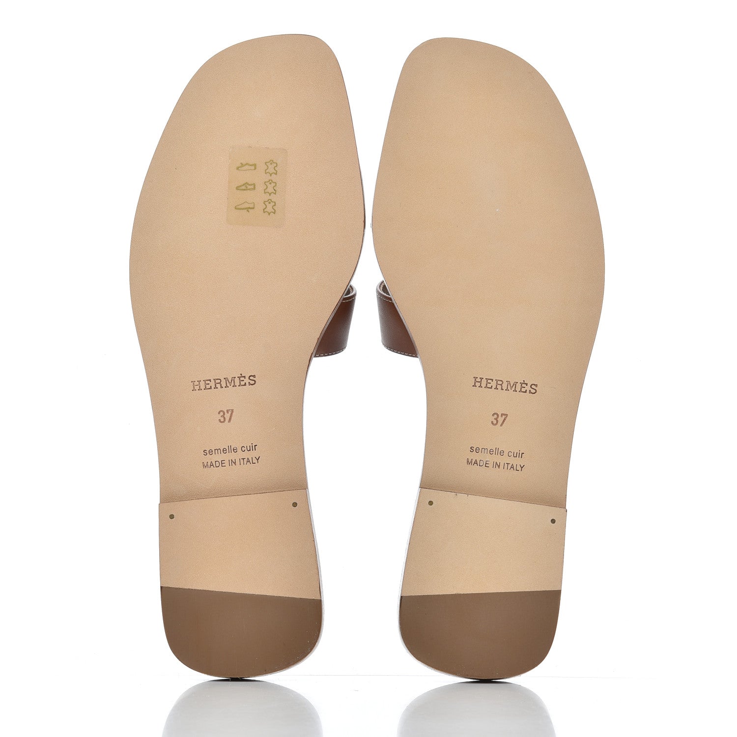 Hermes Box Calfskin Oran Sandals 37 Gold 5 of 9