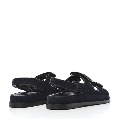 Chanel Denim Quilted Dad Sandals 38 Blue 4 of 9