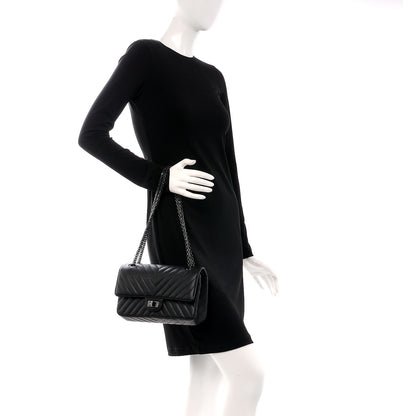 Chanel Sheepskin Chevron Quilted 2.55 Reissue 225 Double Flap So Black 2 of 9