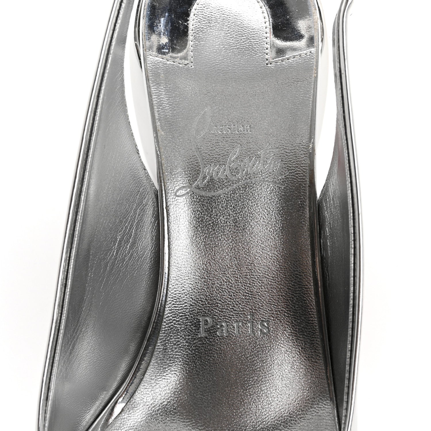 Christian Louboutin Specchio Minny Sling 70 Pump 38.5 Silver 7 of 11