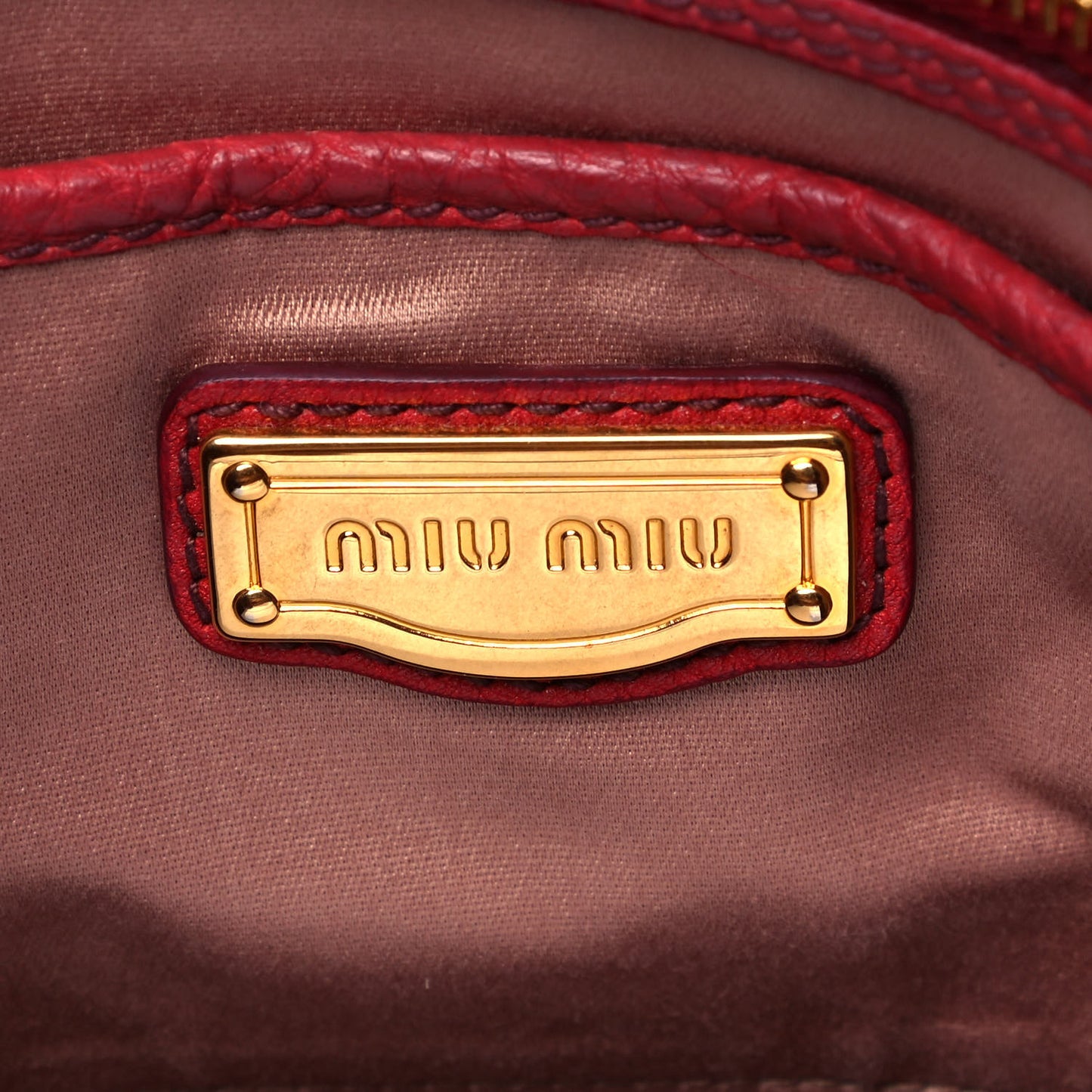 Vitello Daino Top Handle Shoulder Bag Rame Rosso