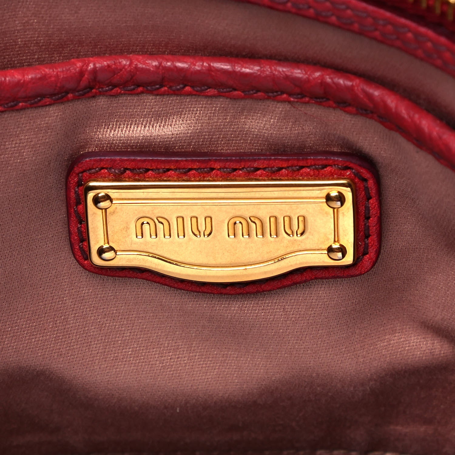 Miu Miu Vitello Daino Top Handle Shoulder Bag Rame Rosso 5 of 8