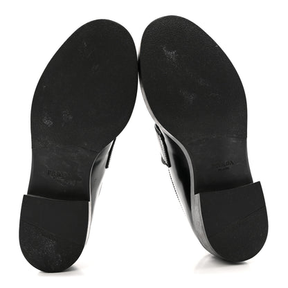 Prada Spazzolato Metal Triangle Logo 50mm Loafers 37.5 Black 6 of 13