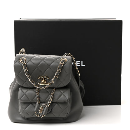 Chanel Lambskin Quilted Small Duma Drawstring Backpack Grey 10 of 10