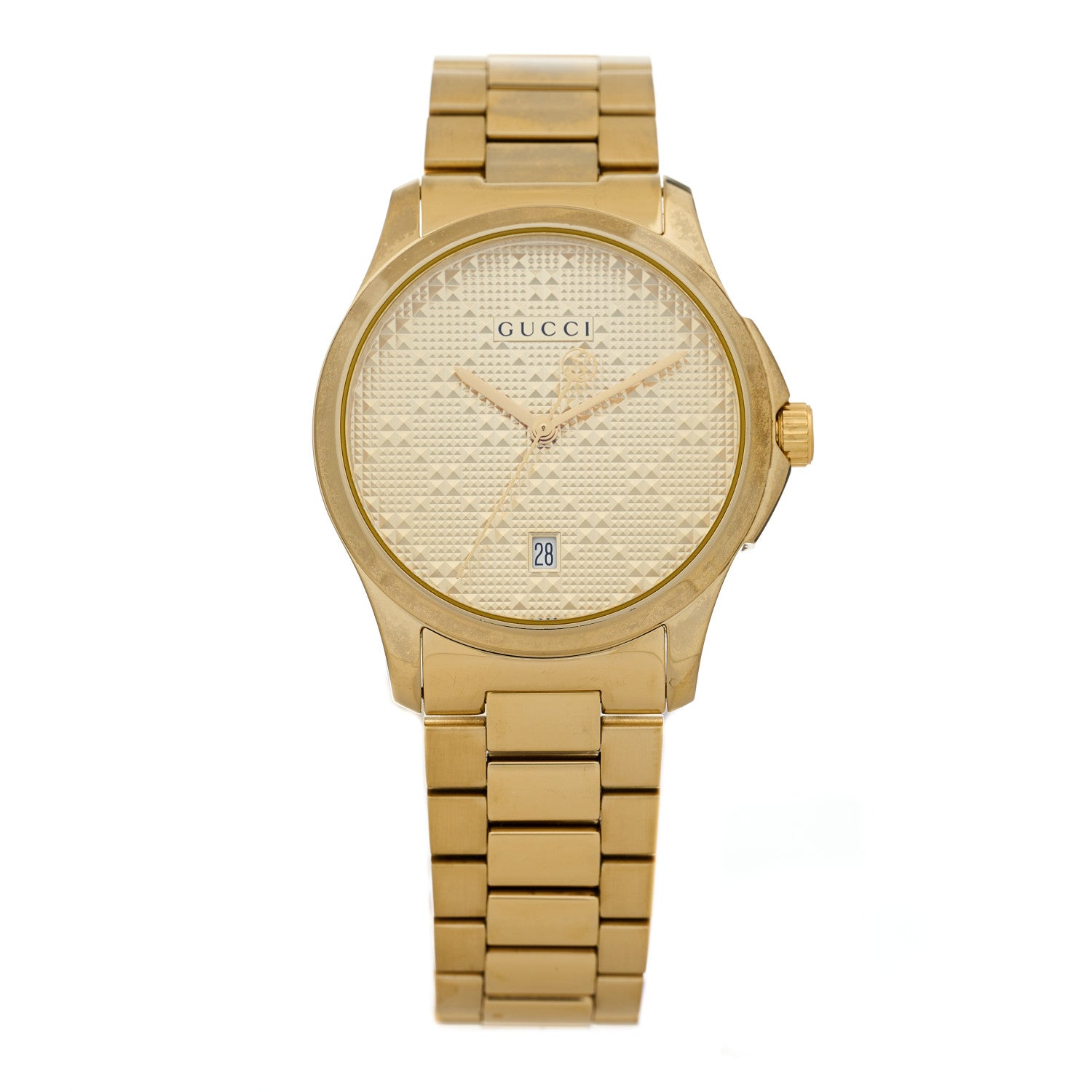 Gucci Stainless Steel 38mm G-Timeless Diamante Quartz Watch Gold 1 of 5