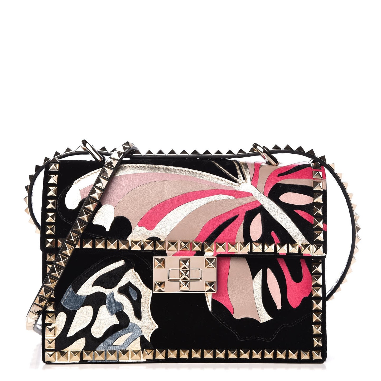 Velvet Butterfly Rockstud No Limit Shoulder Bag Black