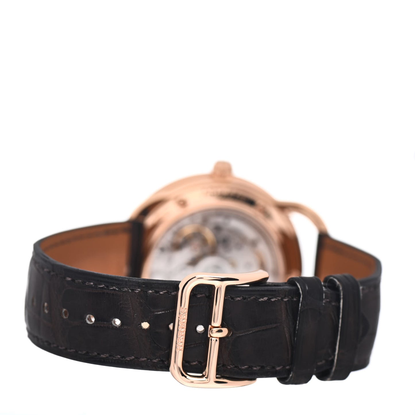 18K Rose Gold Alligator 39.5mm Arceau Automatic Watch Havane