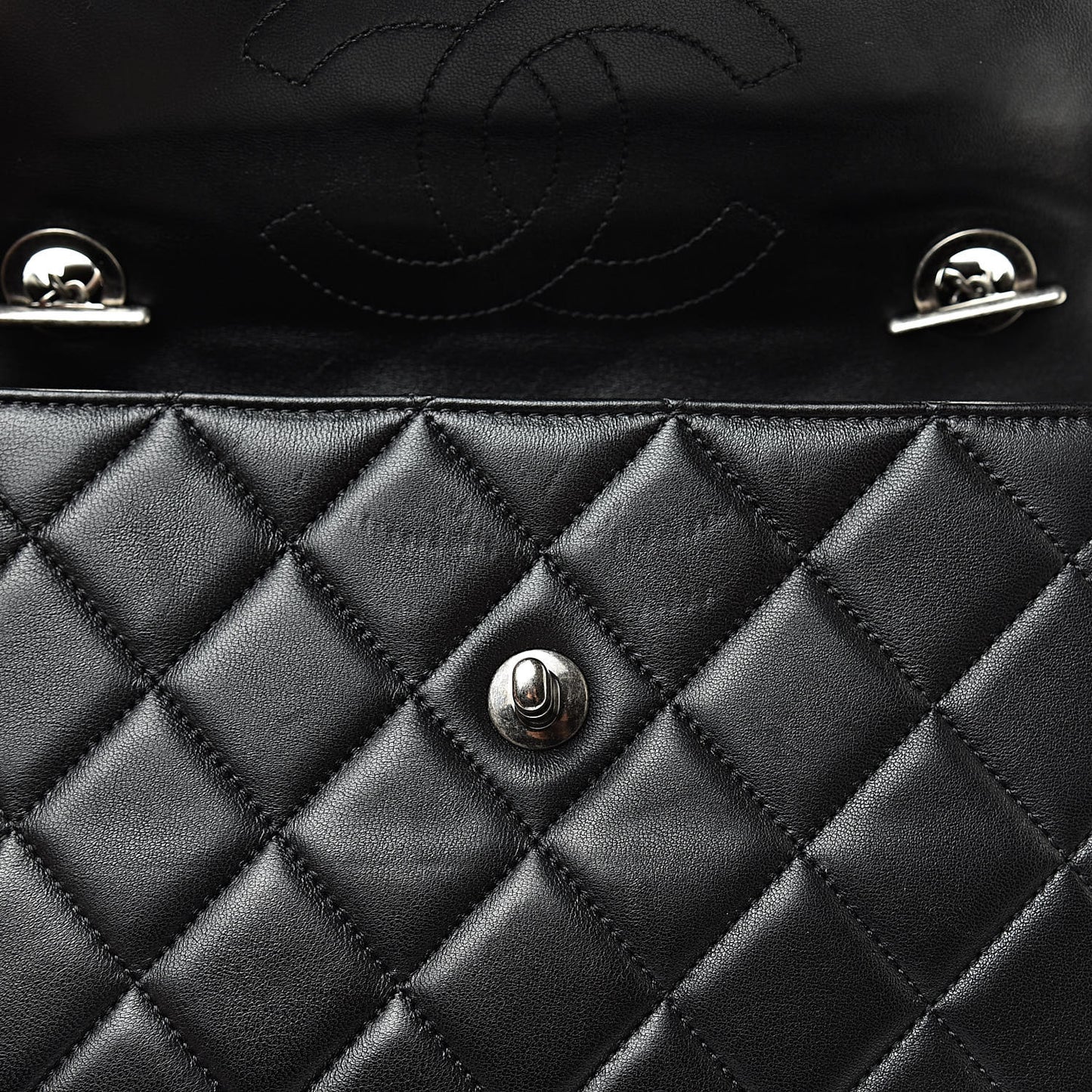 Lambskin Quilted Small Trendy CC Dual Handle Flap Bag Black