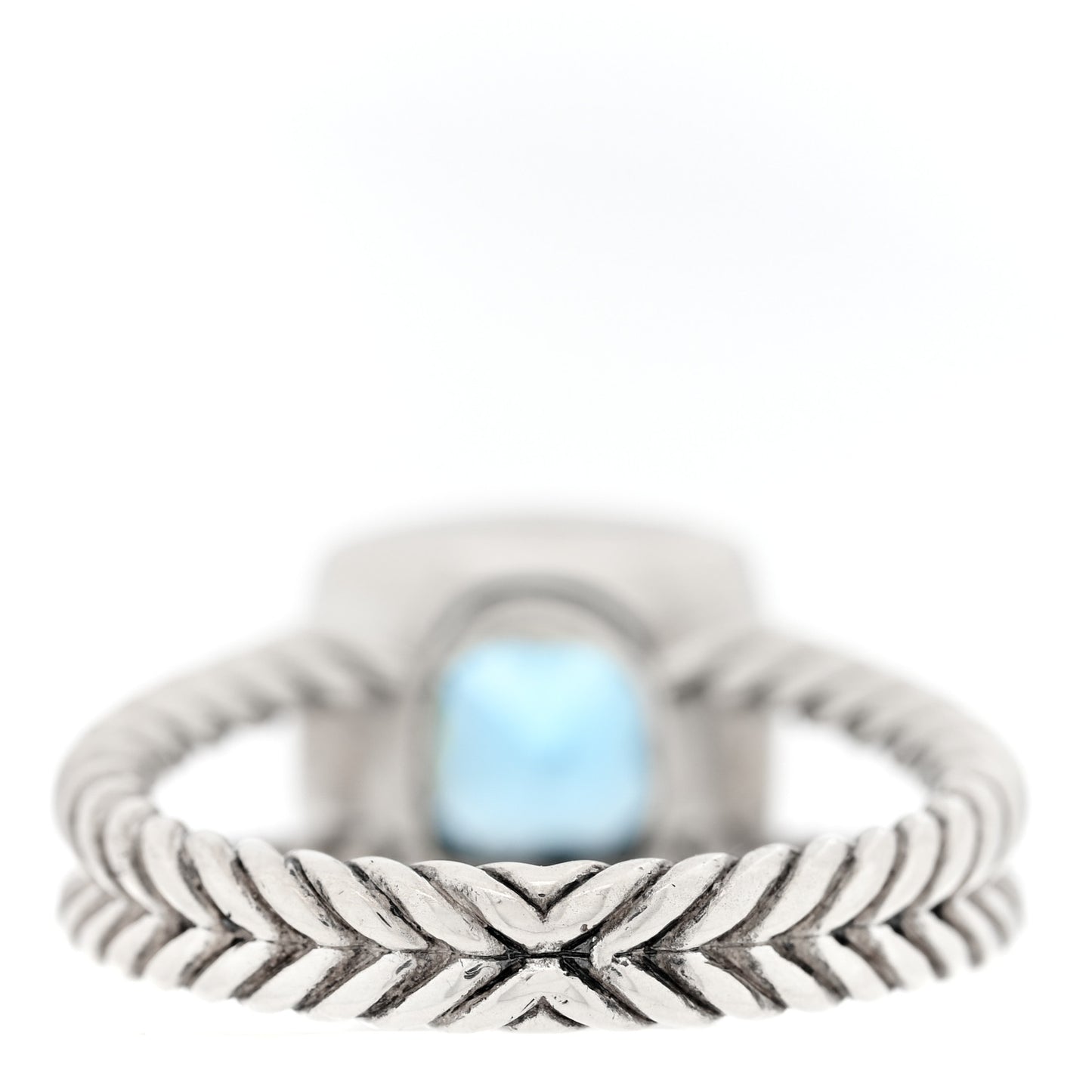Sterling Silver Diamond Blue Topaz 7mm Petite Albion Ring 54 7