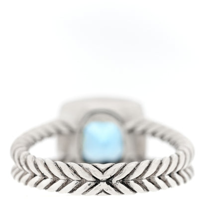 David Yurman Sterling Silver Diamond Blue Topaz 7mm Petite Albion Ring 54 7 3 of 4