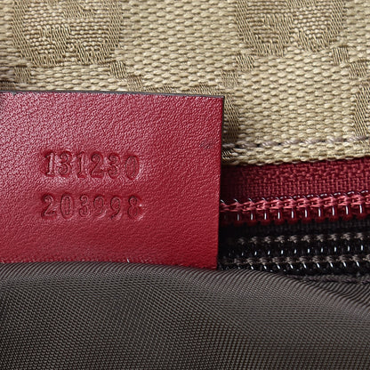 Gucci GG Monogram Medium Web Handle Bucket Tote Red White 6 of 11