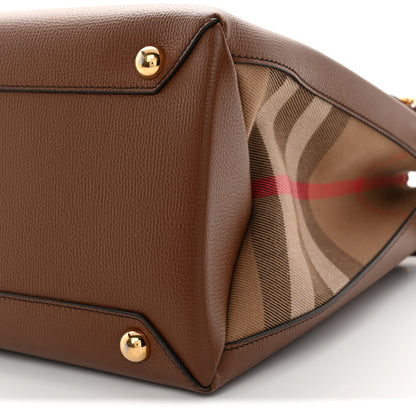 Burberry Grainy Calfskin House Check Medium Banner Tote Tan 10 of 12