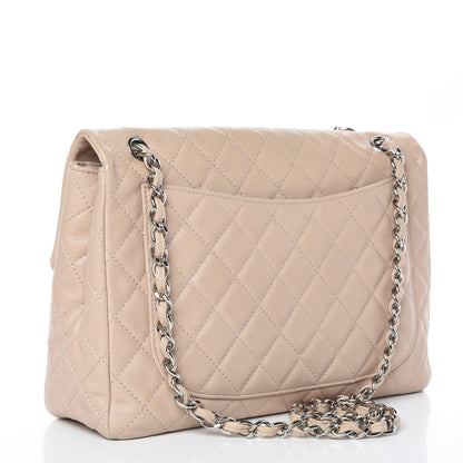 Chanel Washed Caviar Quilted Maxi Single Flap Beige 3 of 12