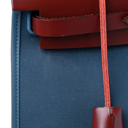 Hermes Vache Hunter Toile Militaire Herbag Zip 31 PM Bleu Agate Rouge H 12 of 13