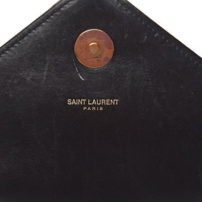 Saint Laurent Smooth Calfskin Matelasse Chevron Large Monogram Satchel Black 8 of 23