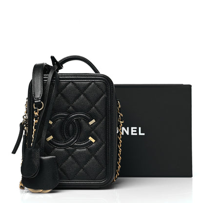 Chanel Caviar Quilted CC North South Filigree Vanity Case Black 11 of 11