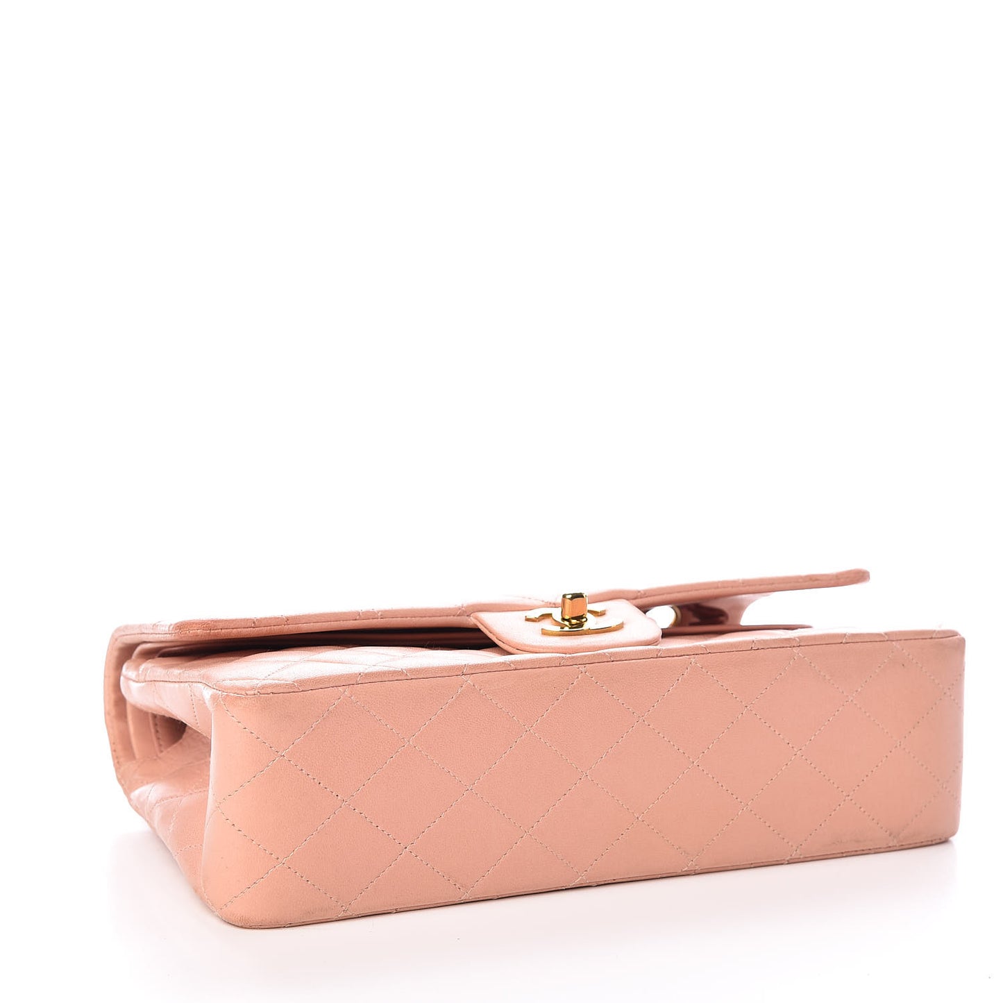 Lambskin Quilted Medium Double Flap Light Pink