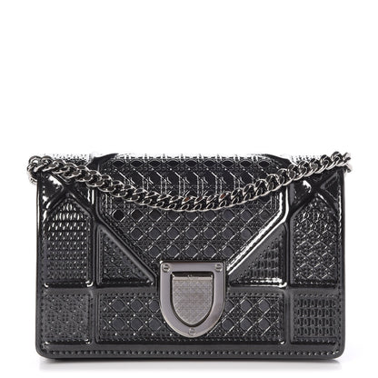 Christian Dior Metallic Patent Micro-Cannage Baby Diorama Flap Bag Onyx Black 1 of 8