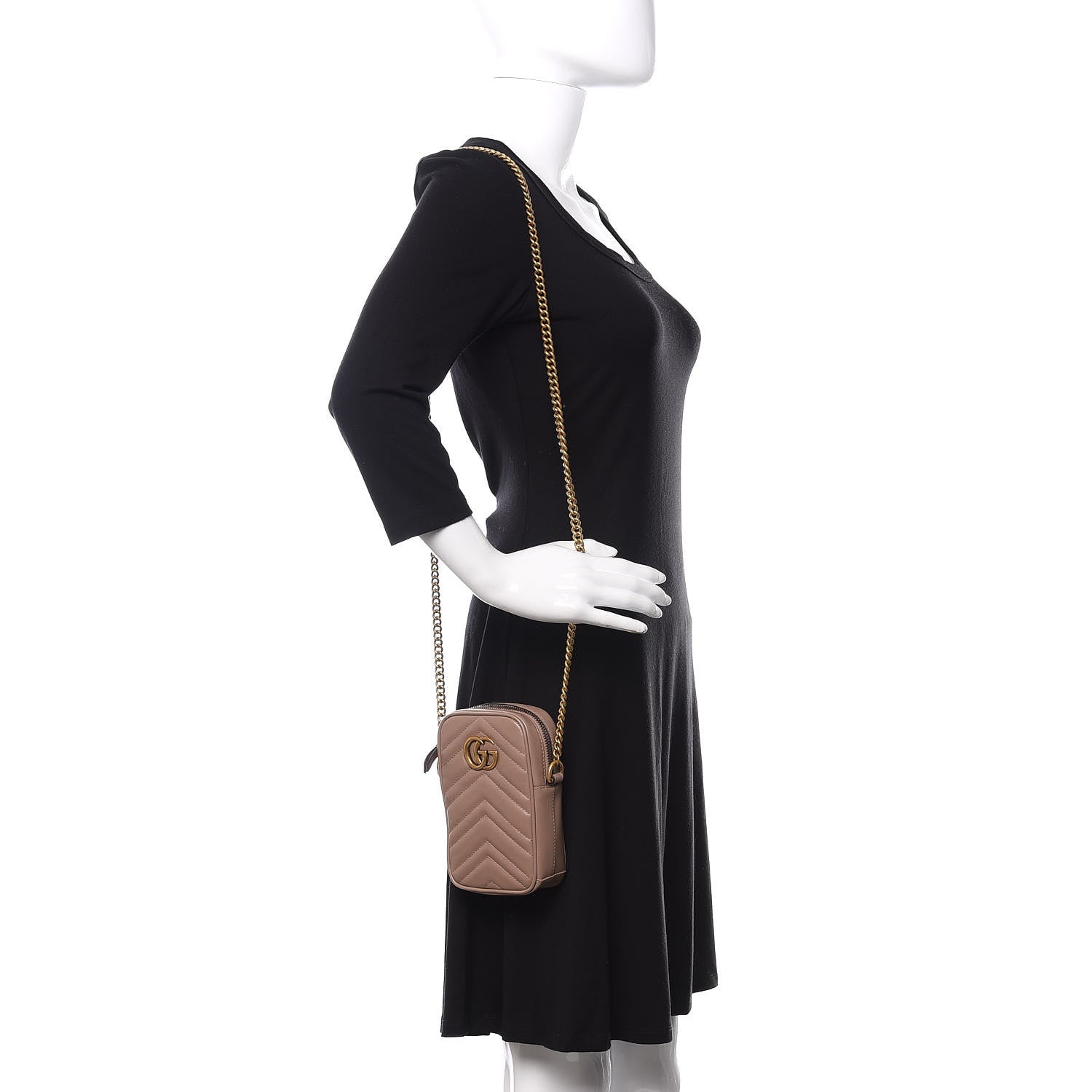 Gucci Calfskin Matelasse Mini GG Marmont Crossbody Bag Porcelain Rose 2 of 11