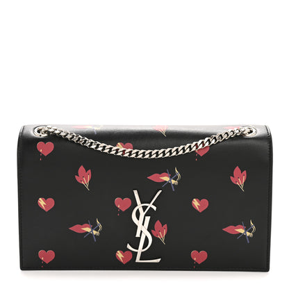 Saint Laurent Calfskin Medium Heart Bolts Monogram Kate Satchel Black 1 of 15