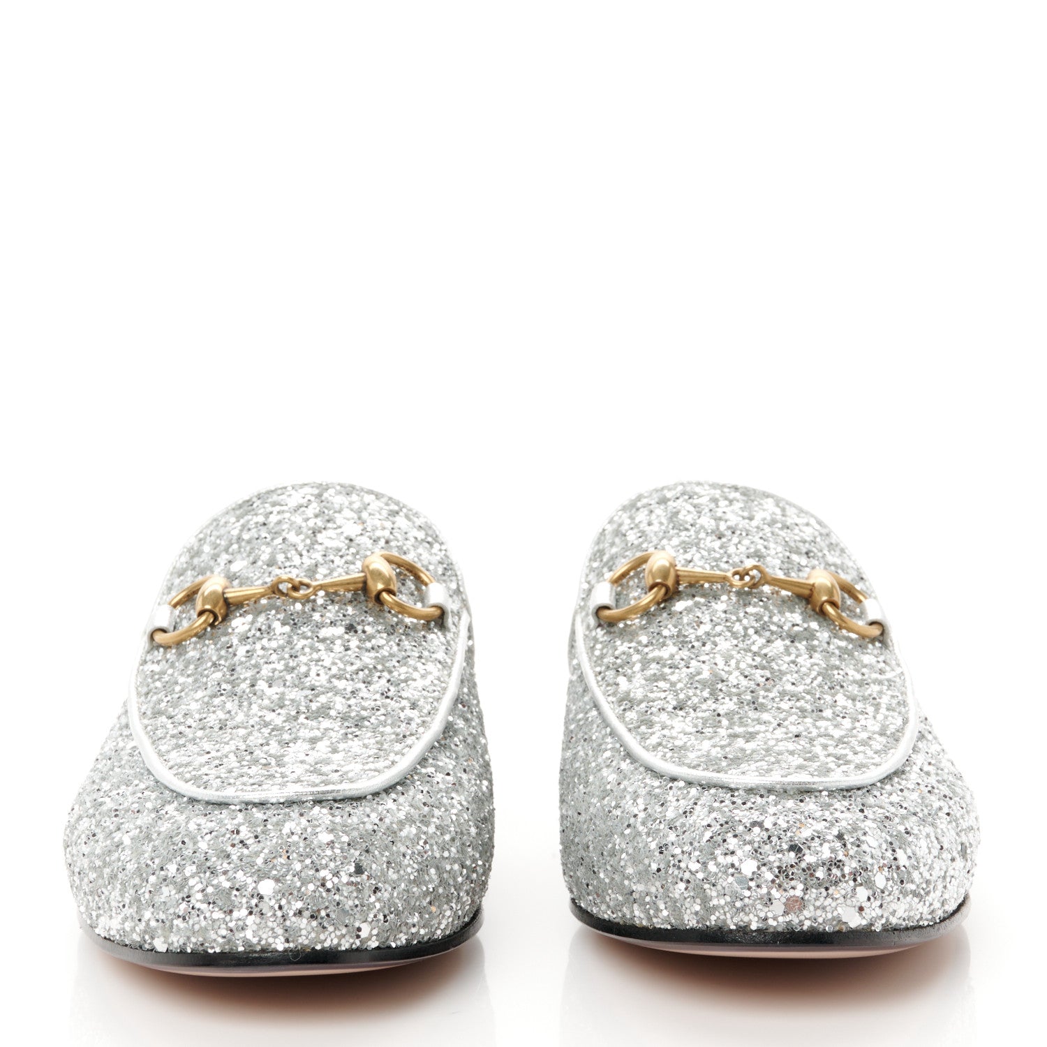 Gucci Glitter Womens Princetown Slippers 36 Silver 2 of 9